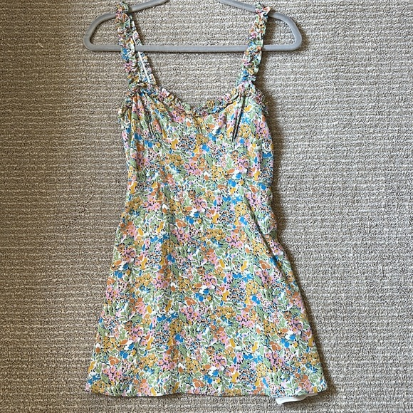 Zara Green/Orange Floral Mini Dress - Picture 2 of 4